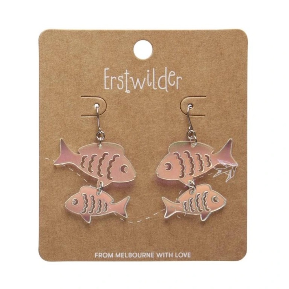 New “ Fish Friends Drop Earrings “
Color- Iridescent by Erstwilder